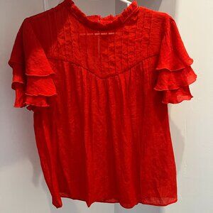 Women's Short Sleeved Ruffled Blouse